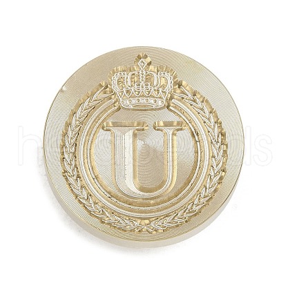Golden Tone Crown Initial Wax Seal Brass Stamp Heads AJEW-A065-01U-1