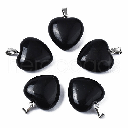 Natural Obsidian Pendants G-N0325-12A-1