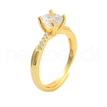 Mother's Day Rings Clear Cubic Zirconia Adjustable Rings RJEW-L120-018G-05-1