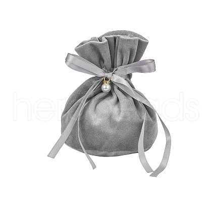 Velvet Jewelry Bags with Drawstring & Plastic Imitation Pearl TP-CJC0001-03F-1