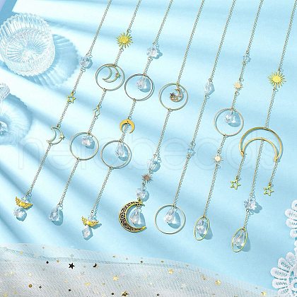 Brass Moon Hanging Ornaments HJEW-JM02855-1