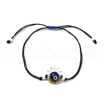 Evil Eye Handmade Lampwork & Glass Adjustable Braided Bead Bracelets BJEW-MZ00099-05-1