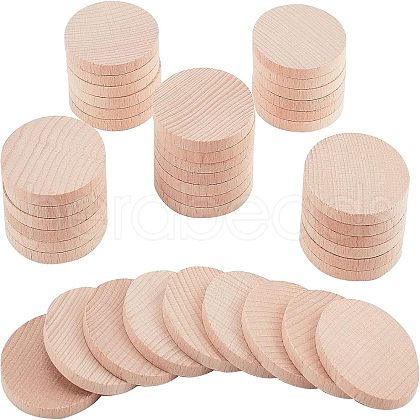 Beech Wooden Round Pieces WOOD-WH0119-05D-1