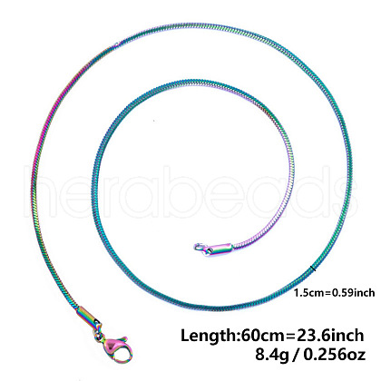 Ion Plating(IP) 1.5mm Unisex 304 Stainless Steel Snake Chains Necklaces ZV2766-9-1