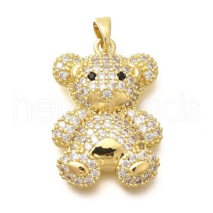 Rack Plating Brass Micro Pave Clear Cubic Zirconia Pendants KK-M309-09A-G-1