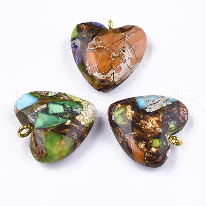 Assembled Bronzite and Imperial Jasper Pendants X-G-T111-04I-1