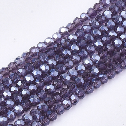 Electroplate Glass Beads Strands X-EGLA-T013-04E-1