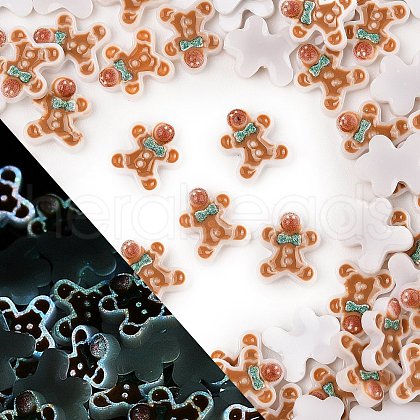 Christmas Theme Luminous Resin Cabochons RESI-U003-02J-1