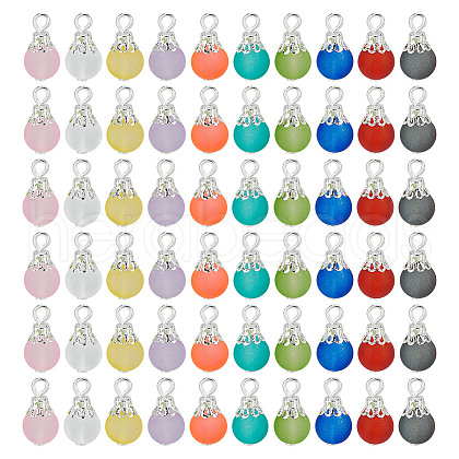 200Pcs 10 Color Transparent Frosted Glass Charms PALLOY-GO00001-1