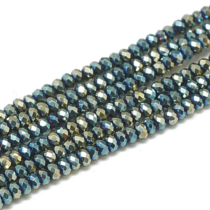 Electroplate Glass Beads Strands EGLA-Q112-C02-1