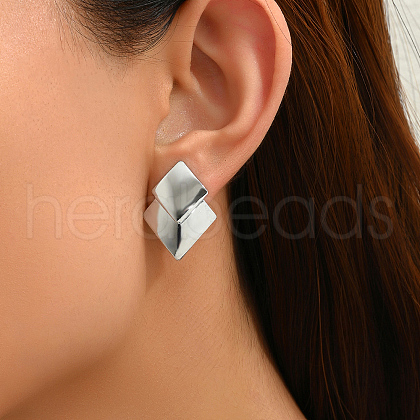 Chic Stainless Steel Rhombus Stud Earrings FV8927-1