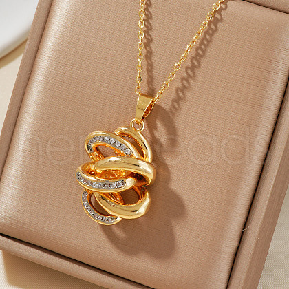 Geometric Brass Pave Clear Cubic Zirconia Hollow Pendant Necklaces for Valentine's Day SO4110-2-1