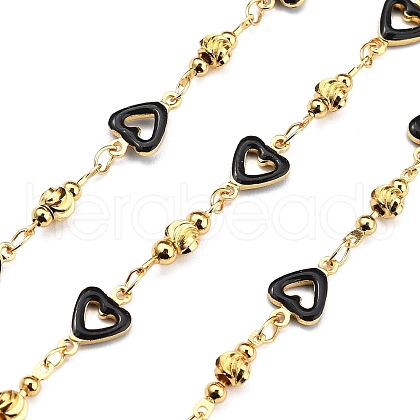 Brass Heart Link Chains KK-D368-03G-A-1