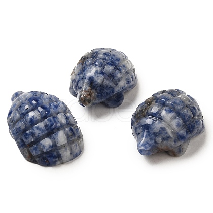 Natural Blue Spot Jasper Carved Hedgehog Statues Ornament DJEW-C019-03B-1