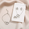 Alloy Rhinestone Link Bracelets & Stud Earrings & Pendant Necklaces & Rings Sets WG6A31F-04-2