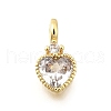 Brass Pave Cubic Zirconia Charms KK-Q097-03D-G-1