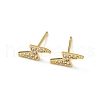Lightning Bolt Brass Micro Pave Clear Cubic Zirconin Stud Earrings EJEW-D318-07G-4
