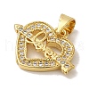 Rack Plating Brass Micro Pave Clear Cubic Zirconia Pendants KK-P267-11A-G-2