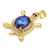 Tortoise Rack Plating Brass Micro Pave Cubic Zirconia Charms KK-G513-78A-01G-2