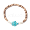 Natural Coconut with Synthetic Turquoise Beads Stretch Bracelets for Men Women BJEW-JB11739-02-2