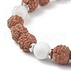 Natural Howlite & Rudraksha & Synthetic Turquoise(Dyed) Stretch Bracelet BJEW-TA00187-03-3