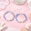 2Pcs Natural Aquamarine Chip Braided Bead Bracelets BJEW-JB11541-03-1
