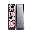 Natural Rose Quartz Dowsing Pendulum Cone Big Pendants & Heart Massage Stone & Bracelet & Pendant Decoration Sets PW-WG73208-01-3