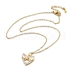 Brass Micro Pave Cubic Zirconia Heart Pendant Neckalces for Women NJEW-S448-12G-4
