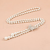 White Plastic Imitation Pearl Round Beaded Tassel Chain Belts for Dress FS-WGDCF9E-04-2