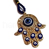 Hamsa Hand/Hand of Miriam with Evil Eye Alloy Enamel Pendant Decoration HJEW-AB00157-2