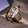 Horse Eye & Flat Round & Triangle Alloy with Crystal Rhinestone Finger Rings FS-WG6BE3E-05-3