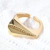 Brass Micro Pave Cubic Zirconia Cuff Open Rings RJEW-D313-12G-3