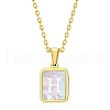 Shell Rectangle Pendant Initial Necklaces PW-WGEBFCF-08-1