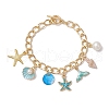 3Pcs 3 Colors Ocean Theme Aluminium Twisted Curb Chain Bracelets for Women BJEW-JB11650-3
