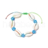 Natural Mixed Cowrie Shell & Handmade Polymer Clay Beaded Braided Bead Bracelets for Women BJEW-JB11816-3