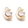 Brass Micro Clear Cubic Zirconia Charms ZIRC-H101-06G-1