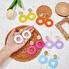 FIBLOOM 6 Pairs 6 Colors Acrylic Donut Dangle Stud Earrings with Steel Iron Pins for Women EJEW-FI0002-63-3