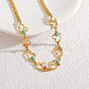 Bohemian 304 Stainless Steel & Dyed Colorful Synthetic Turquois Link Chain Necklaces for Women NJEW-M100-02G-02-1