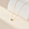 925 Sterling Silver Pave Synthetic Turquoise Moon Pendant Cable Chain Necklaces AL5793-4-1