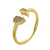 7Pcs 7 Styles Valentine's Day Goddess Series Brass Micro Pave Clear Cubic Zirconia Cuff Rings for Women RJEW-S399-16G-6