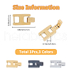 SUPERFINDINGS 3Pcs 3 Colors Rectangle Stainless Steel Watch Band Clasps STAS-FH0002-27B-2