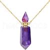 CHGCRAFT Natural Amethyst Pointed Hexagon Perfume Bottles Pendant Necklace NJEW-CA0001-07A-1