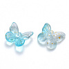 Two Tone Transparent Spray Painted Glass Charms GLAA-T016-22B-2