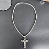 Gothic Style Cross 304 Stainless Steel Black Enamel Pendant Byzantine Chain Necklaces for Men FS-WG287BB-01-1
