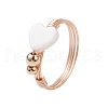 Heart Natural Freshwater Shell Beadsed Ring RJEW-TA00135-1