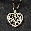 Brass Micro Pave Colorful Cubic Zirconia Tree of Life Heart Pendant Necklaces for Women NJEW-D311-01B-G-1