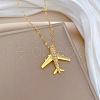 Airplane Brass Micro Pave Clear Cubic Zirconia Pendant Necklaces FS-WGFC99D-01-5