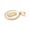 Brass Pave Natural White Shell Pendants KK-S522-07C-G-2