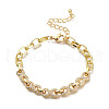 Brass Micro Pave Clear Cubic Zirconia Link Chain Bracelets BJEW-M202-02G-1