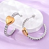 304 Stainless Steel Rhinestone Heart Stud Earrings EJEW-R027-01GP-3